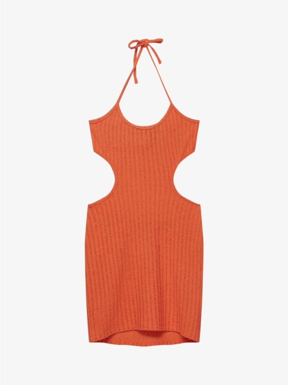 Pull & Bear—Orange — SMALL—Knit Halter Mini Dress - Woman’s-NEW